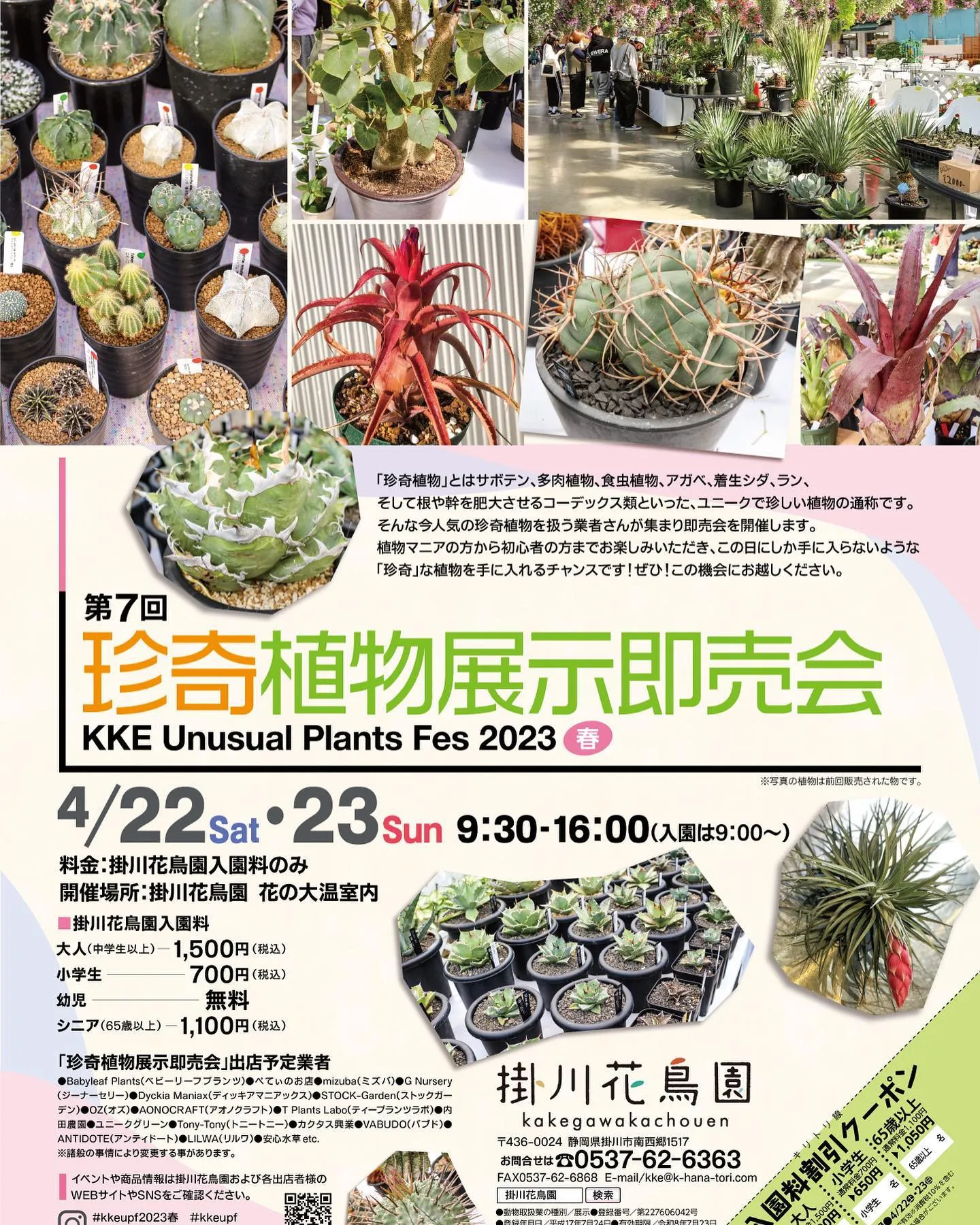 今週の土曜は掛川花鳥園出店のため、店舗はお休みとなります。